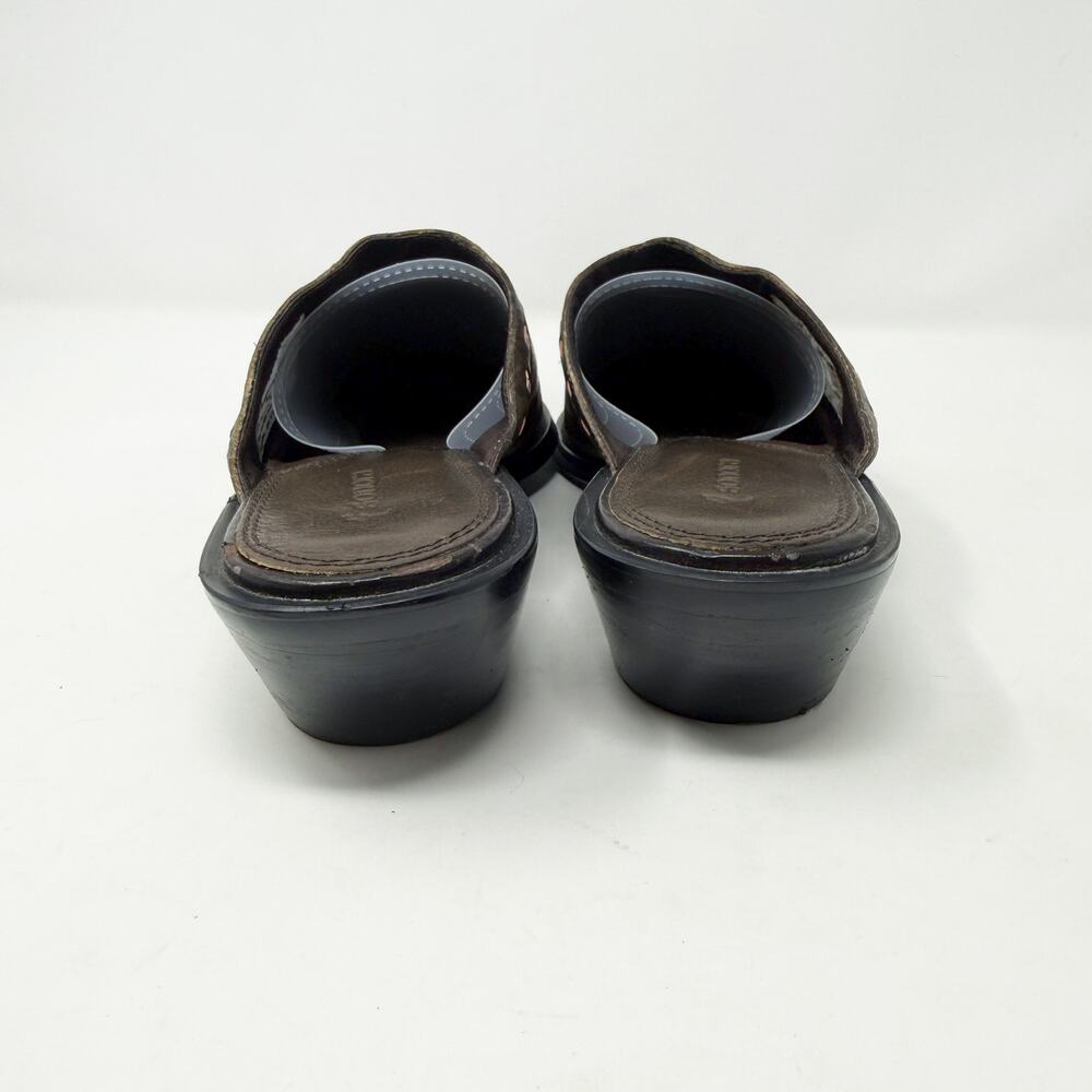 Vintage Y2K Sonora by Double-H Brown/Pink Leather Western Mules Women's Size 8.5 - Picture 4 of 9